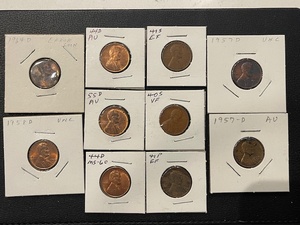 lot 45 image: Lincoln Wheat Cents AU, Uncirculated, More