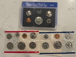 lot 57 image: 1969-S Proof Set and P&D Mint Sets