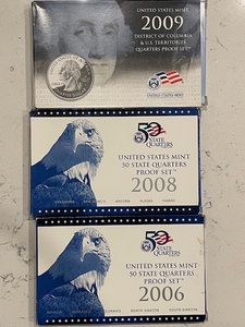 lot 76 image: 2006, 2008, 2009 Quarter Proof Sets