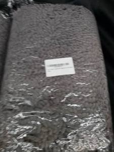 Lot of 3 Chenille Long Bathroom Rugs Runners - Dark Grey