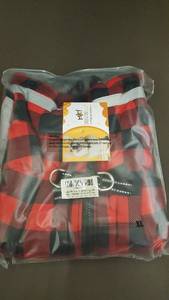Red and Black Plaid Dog Coat, Size XL