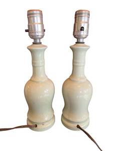 lot 8 image: Vintage Pair of 11 Porcelain Lamps with Beautiful Floral Design