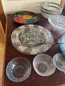 lot 52 image: Vintage Lead Crystal and Glass Serving Bowls and Plates