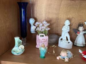 lot 54 image: Vintage Knick Knacks including 1930s Chalkware Girl with Umbrella (4.5) and More