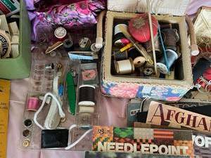 lot 69 image: Huge Vintage CraftingSewingCrochet Supplies Lot