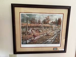 lot 98 image: Museum Sealed Ken Zylla Limited Edition (147777) and Signed The Old Gutvold Place - Pheasants Art Print with Printing Plate Piece in a 29.5 x 34 Frame
