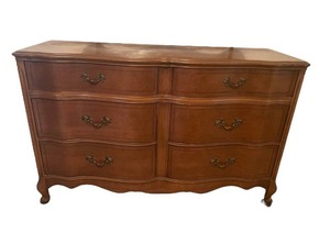 lot 111 image: Vintage MCM DREXEL Dresser and Mirror - BRING HELP AND TOOLS TO REMOVE