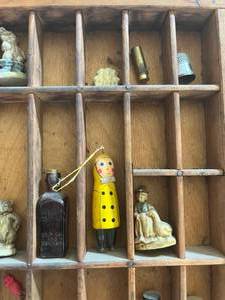lot 137 image: Neat Modified Antique Hamilton Desk Drawer Loaded with Neat Knick Knacks