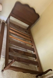 lot 139 image: Pair of Vintage Solid Wood Country French Provincial Style Twin Bed Frames