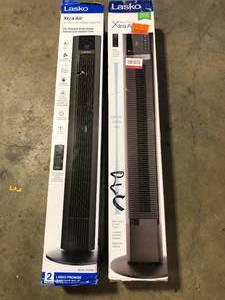 Lot of Lasko 48 in. 4 Speeds Xtra Air Tower Fan in Black with Carry Handle, Oscillating, Remote Control, Nighttime Setting, Timer  Customer Returns See Pictures