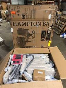 Hampton Bay Laurel Oaks 7-Piece Brown Steel Outdoor Patio Dining Set with CushionGuard Putty Tan Cushions Customer Returns See Pictures