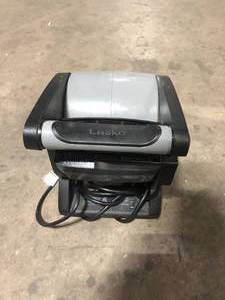 Lasko 11.2 in. 3 Speeds Blower Fan in Gray with Carry Handle, Circuit Breaker, Power Outlets, High Velocity Utility Pivoting  Customer Returns See Pictures