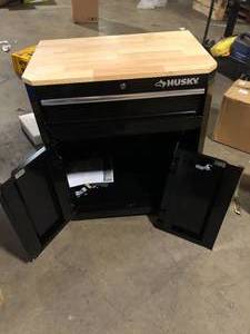 Husky Ready-to-Assemble 24-Gauge Steel 1-Drawer 2-Door Garage Base Cabinet in Black (28 in. W x 32.8 in. H x 18.3 in. D) Damaged   Customer Returns See Pictures