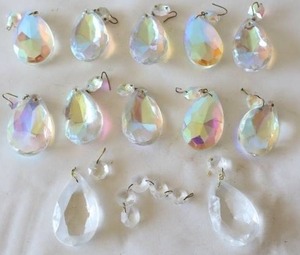 lot 722 image: Aurora Borealis AB Chandelier Glass Crystals Teardrop Oval