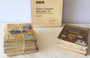 lot 784 image: RCA Video Cassette Recorder VHS Self-Study Guide Instruction Book, Popular Electronic Magazines Etc