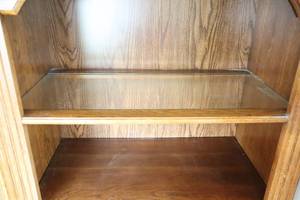 lot 794C image: Solid Oak Entertainment Display Showcase Storage ONE-SECTION of a Three-Piece Stand Alone, Mismatch or Purchase all Three Unit...No Raw Edges.