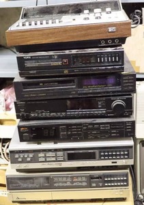 lot 823 image: Vintage Stereo Parts Components Yorx, Kenwood Fisher VHS Recorder Realistic Audio Stereo Cassette Deck Receiver Etc