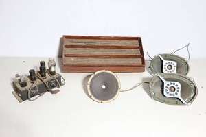 lot 881 image: 1950s RCA Victor Orthophonic High Fidelity Speaker Box, Tube Electron Radio Parts Etc.