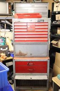 lot 810 image: Sears Craftsman Tool Chest 23 Sections wContents and Dolly Cart