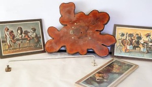 lot 749 image: Vintage Glass Towel Bar, Wall Plaques Etc