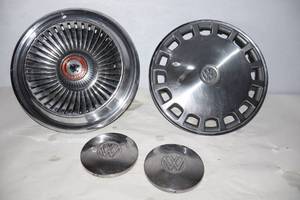 lot 942 image: 1979-84 VW Volkswagen 14-Inch Hubcap Rabbit, Two 6-Inch VW Hubcaps, Buick Wildcats 15-Inch Hubcap
