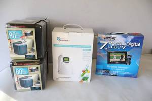 lot 949 image: Digital Prism 7-Inch Portable Digital LCD TV, File Cubs Etc.