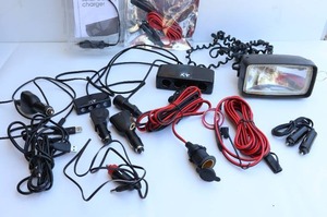 lot 16 image: Vintage Car Lighter Plug Spot Light, Solar Battery Charger DC Charger Etc.