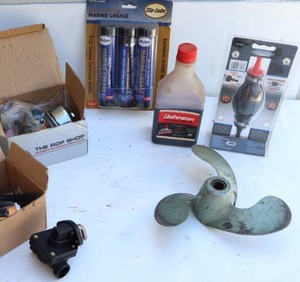 lot 68 image: Outboard Motor Marine The Rop Shop K-Series & Magnum Engine, Prop, Grease Etc.