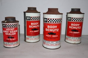 lot 100 image: (4) 3M Auto Body Schutz RARE Vintage Can Part 08864, Joint and Seam Sealer Part No. 8653