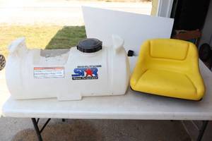 lot 986 image: NorthStar 14-Gallon Plastic Tank, John Deere Tractor Seat