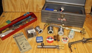 lot 186 image: Tool Box, Cutting Torch Sets, Solder, And More
