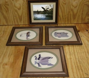 lot 194 image: Group of Four Signed Wildlife Prints Litho() 10 x 12 Framed Ducks by Richard Sloan
