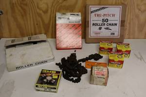 lot 238 image: Tru-Pitch 50 Roller Chain, Roller Chain, Tru-Torque Brake Parts Brake Hose 79-85 GM, Tru Pitch Bearing Insert, GMB Universal Joint Etc.
