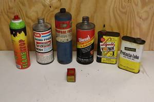 lot 239 image: Vintage Liquid Wrench, Flame Stop, Air Tool Oil, Stewart Warner Temp Sending Unit And More