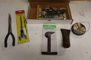 lot 245 image: Round Head Protractor Metalworking Protractor, Cal-Hawk Spark Plug Pliers Etc