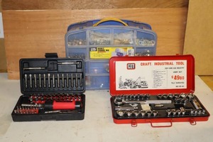 lot 313 image: CIT CRAFT INDUSTRIAL Tool Set for FARM AND INDUSTRY NO SS-40, Tool Shop Hobby Storage Box wContents, Watt-A-Driver Set Etc
