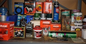 lot 338 image: Automotive SuppliesFluids, Oil Filters, Spray Paint Etc