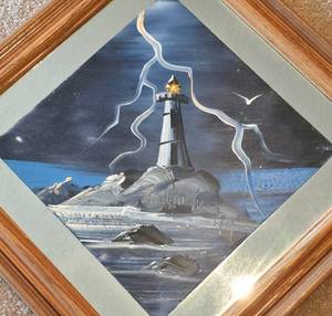 lot 84 image: Striking Oil Painting on Framed Mirror
