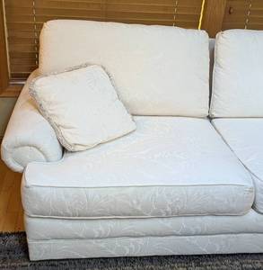 lot 3 image: Lovely Textured Cream Upholstered Sofa