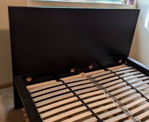lot 10 image: Full Size Black Wood Platform Bed Frame