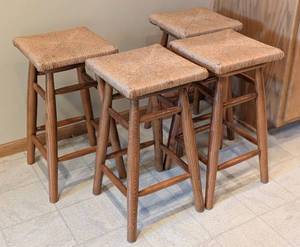 lot 1 image: Virginia House Rush Seat Counter Height Stool Set