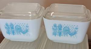 lot 18 image: Pyrex Amish Butterprint Fridgie Set  Pyrex Amish Butterprint Complete Refrigerator Set