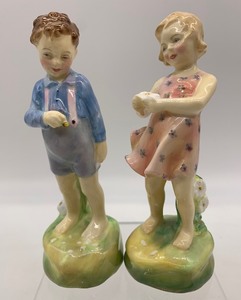 lot 49 image: Vintage ROYAL DOULTON Porcelain Figurines - He Loves Me & She Loves Me Not