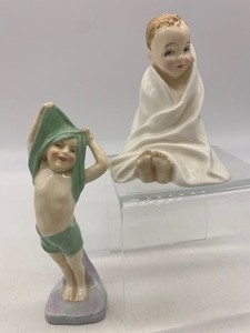 lot 48 image: Vintage ROYAL DOULTON Figurines - TO BED Circa 1965 & THIS LITTLE PIG Circa 1973