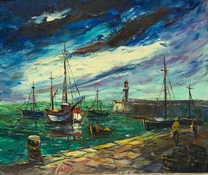 lot 4 image: NAUTICAL Original Oil Painting - Signed