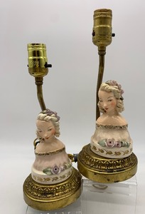 lot 42 image: Pair of Vintage CORDEY Figurine Lamps