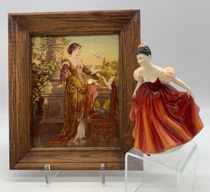 lot 38 image: Antique Victorian Lady Print and ROYAL DOULTON Catherine