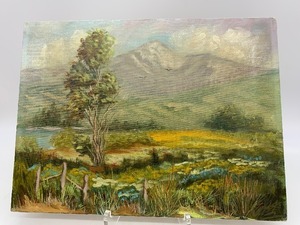 lot 24 image: Vintage Mountain Landscape Original Oil Canvas