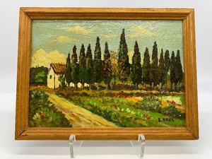 lot 22 image: Colorful Farm Landscape Original Oil Painting by E. ROUX