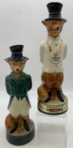 lot 15 image: Pair of Vintage Fox JIM BEAM Whiskey Decanters